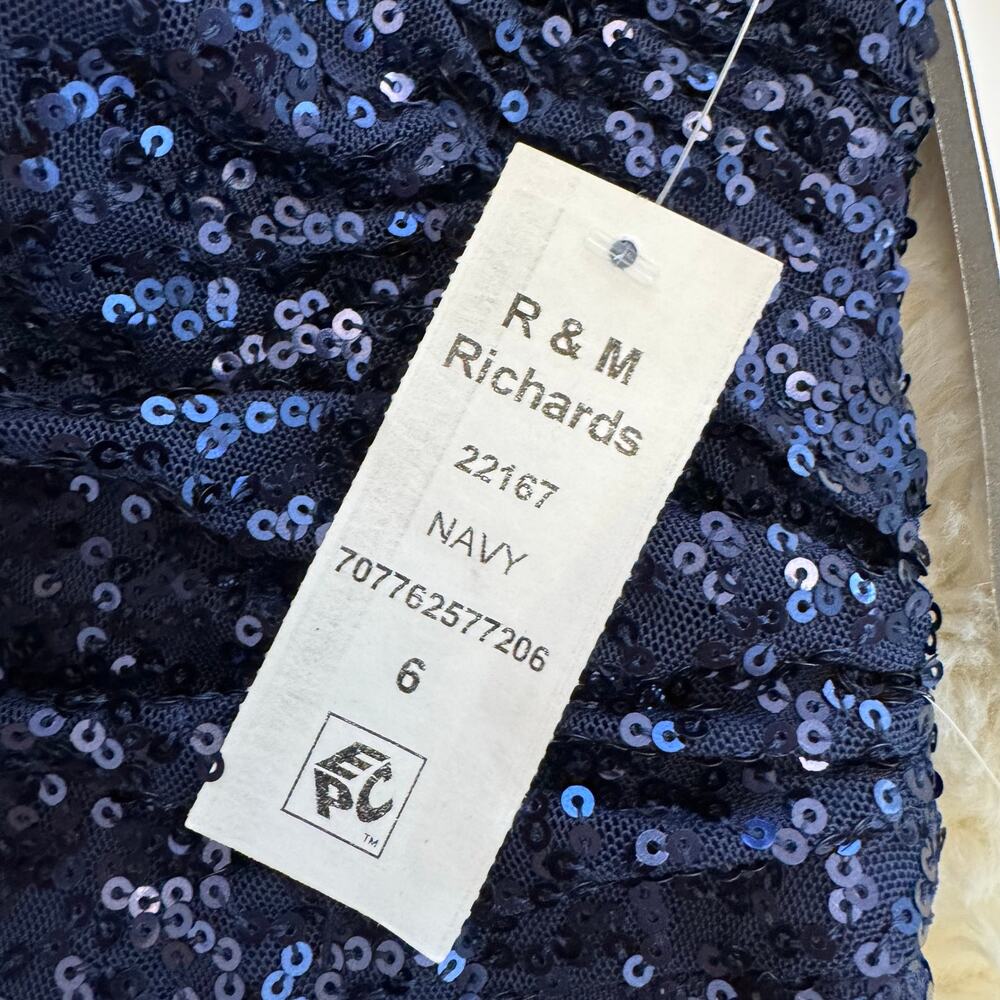 NW Nightway One Shoulder Sequin Formal Gown Navy Blue 6 NWT - Picture 6 of 13